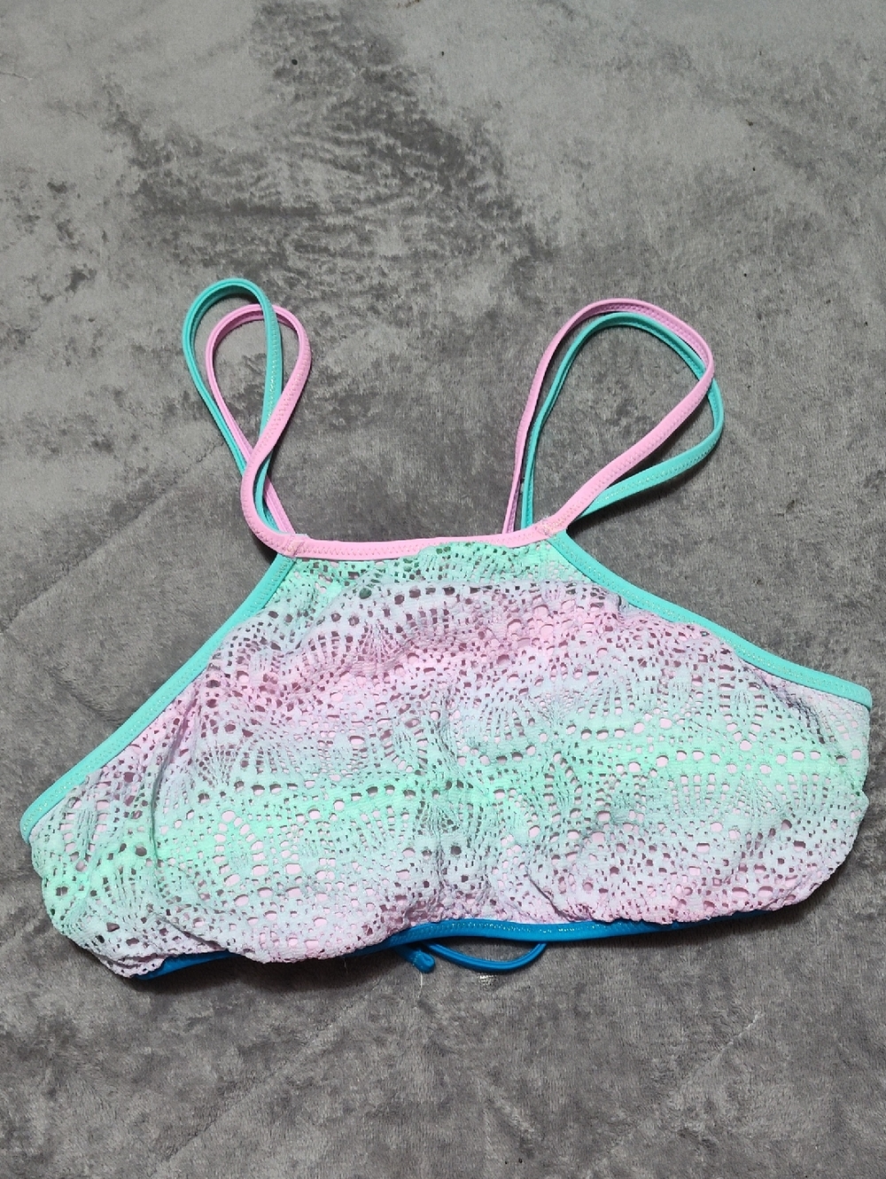 5/$25 SALE Victoria's Secret Size Medium Blue & Mint Strappy Bikini Top